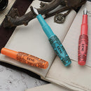 BENU Pixie Jolly Roger Vintage Gift Set - Three Fountain Pens On Top of Notebook | EndlessPens