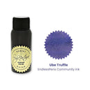 Robert Oster Community Ink Ube Truffle Ink Bottle (50ml) - Ink Bottle and Swatch On White Background | EndlessPens