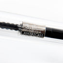 Conklin All American Demo Clear Fountain Pen - Pen Markings Close Up on White Background | EndlessPens