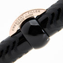 Conklin Mark Twain Crescent Black Chase with Rosegold Fountain Pen - Pen Trademark Close Up View | EndlessPens