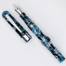 Conklin Mark Twain Crescent Blue Array with Chrome Fountain Pen - Pen and Cap Cover | EndlessPens