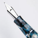 Conklin Mark Twain Crescent Blue Array with Chrome Fountain Pen - Pen Nib Close Up | EndlessPens