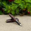 Diplomat Aero Black Forest Fountain Pen - Pen and Cap Cover on Top of Sand | EndlessPens