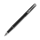 Diplomat Traveller Black Lacquer Fountain Pen in Chrome | EndlessPens