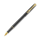 Diplomat Traveller Black Lacquer Fountain Pen in Gold | EndlessPens