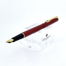 Diplomat Traveller Dark Red Fountain Pen - Pen On Top Of Box | EndlessPens