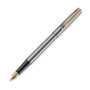 Diplomat Traveller Stainless Steel with Gold Trim Fountain Pen | EndlessPens