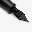 Gravitas Vac 2.0 Aluminum Black Fountain Pen - Pen Nib on White Background | EndlessPens