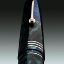 Leonardo Momento Zero Grande 2.0 The Power of Flower Fountain Pen (6mm, Stainless Steel) - Fiordaliso Blue - Close Up View Of Trim | EndlessPens