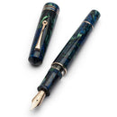 Leonardo Momento Zero Grande 2.0 The Power of Flower Fountain Pen (6mm, Stainless Steel) - Fiordaliso Blue With Nib Exposed | EndlessPens