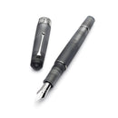 Leonardo Momento Zero Grande Pura Frosted Gray Fountain Pen (8mm, Stainless Steel) - Pen and Cap Cover | EndlessPens