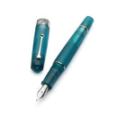 Leonardo Momento Zero Grande Pura Frosted Petrol Fountain Pen (6mm, Stainless Steel) - Pen and Cap Cover Detached Exposing Nib | EndlessPens