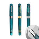 Leonardo Fountain Pen - Momento Zero Grande Pura Frosted - Petrol (8mm, Stainless Steel) - EndlessPens