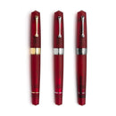 Leonardo Momento Zero Grande Pura Frosted Red Fountain Pen (6mm, Stainless Steel) - Three Red Fountain Pens on White Background | EndlessPens