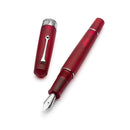 Leonardo Momento Zero Grande Pura Frosted Red Fountain Pen (6mm, Stainless Steel) - Pen and Cap Cover on White Background | EndlessPens