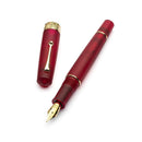 Leonardo Momento Zero Grande Pura Frosted Red Fountain Pen (6mm, Stainless Steel) - Pen Without Cap Cover on White Background | EndlessPens