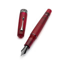 Leonardo Momento Zero Grande Pura Frosted Red Fountain Pen (8mm, Stainless Steel) - Pen and Cap Cover On White Background | EndlessPens