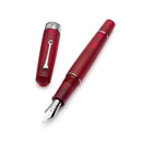 Leonardo Momento Zero Grande Pura Frosted Red Fountain Pen (8mm, Stainless Steel) - Pen and Cap Cover Detached Exposing Nib | EndlessPens