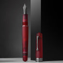 Leonardo Momento Zero Grande Pura Frosted Red Fountain Pen (8mm, Stainless Steel) - Pen and Cap Cover | EndlessPens