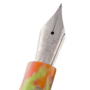 Leonardo × @micahfinds Rainbow Ice Candy Fountain Pen (Rhodium) - Close Up View Of Nib On White Background | EndlessPens
