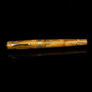 Leonardo × @twenty_sides Momento Zero Grande 2.0 Midas Fountain Pen - Pen On Black Background | EndlessPens