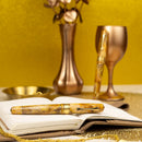 Leonardo × @twenty_sides Momento Zero Midas Fountain Pen - Pen on Top of Journal | EndlessPens