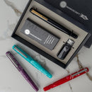 Manuscript ML1856 Fountain Pen Set - Pen, Ink Converter, and Ink Bottle in Box and Three Other Pens | EndlessPens