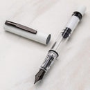 Monteverde MP1 White Lotus Fountain Pen - Pen and Cap Cover on White Background | EndlessPens
