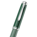 Pelikan Souverän M815 Metal Striped Green Fountain Pen - Special Edition (2026) - Pen on White Background | EndlessPens