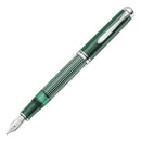 Pelikan Souverän M815 Metal Striped Green Fountain Pen - Special Edition (2026) - Pen with Nib Exposed | EndlessPens