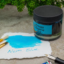 Private Reserve Ink Neon Inks Ink Bottle (60ml) - Neon Blue with Fountain Pen and Swatch | EndlessPens