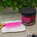 Private Reserve Ink Neon Inks Ink Bottle (60ml) - Neon Fuchsia with Fountain Pen and Swatch | EndlessPens