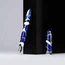 Leonardo RADIUS® 1934 Settimo Cielo Blu Fountain Pen - Silver - On Black Curtain Background