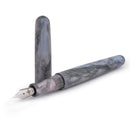 Tailored Pen Company × @micahfinds Labradorite Fountain Pen with Exposed Nib on White Background | EndlessPens
