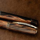 Visconti Medici Briarwood Yellow Gold Trims Fountain Pen (14K Gold) - Pen Cap Design | EndlessPens