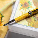 Visconti Van Gogh Sunflowers Fountain Pen - Pen On Top Of Box | EndlessPens