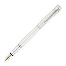 Waldmann Aura Day Guilloche Silver Matte Fountain Pen (18K Gold) - Pen with Nib Exposed | EndlessPens