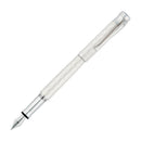 Waldmann Aura Day Guilloche Silver Matte Fountain Pen (Stainless Steel) - Pen with Nib Exposed | EndlessPens